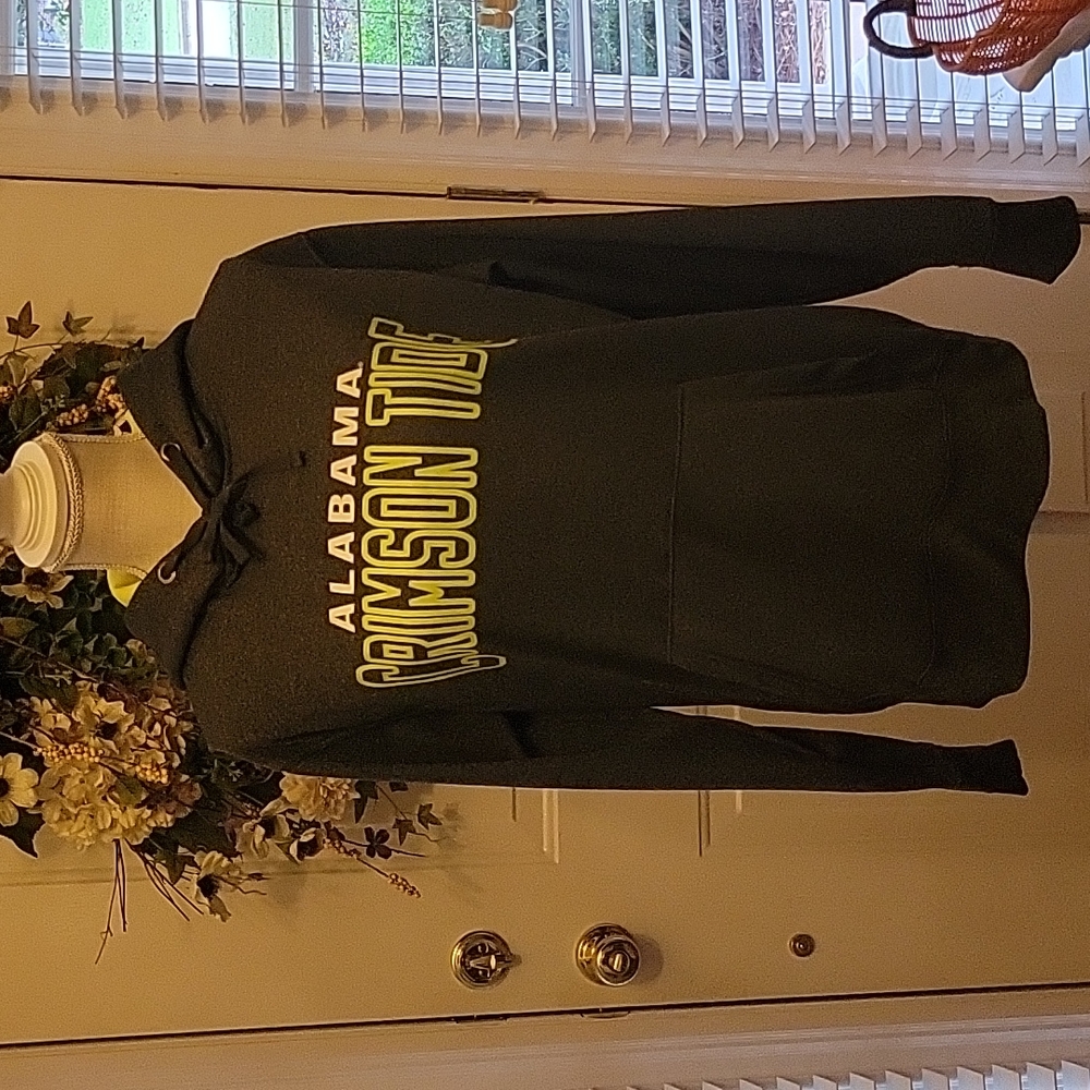 Colosseum Athletics ALABAMA CRIMSON TIDE gray lime green hoodie polyester M EUC…